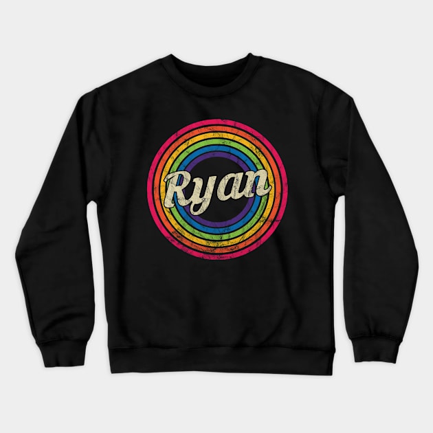 Ryan - Retro Rainbow Faded-Style Crewneck Sweatshirt by MaydenArt